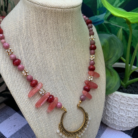 Handmade multi-stone & crystal bohemian necklace 💎❤️🌸 - Picture 5 of 8